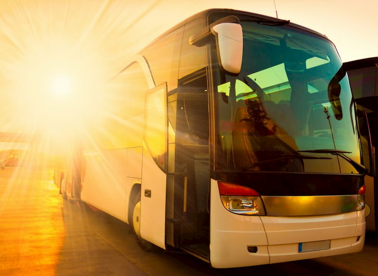 a charter bus prepares for a school trip in boston